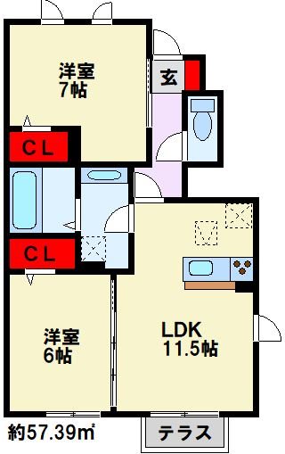 ヴィルヌーブ相坂 C棟 間取り