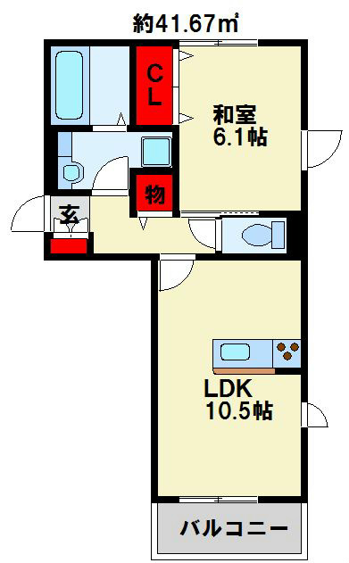 D-room K&Y 穴生 このお部屋は中部屋なので、側面の窓が無くなります。