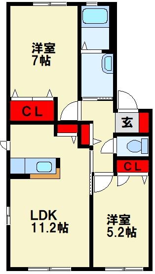 ボヌール立屋敷 A棟  間取り