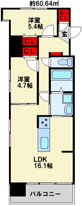 アースコートＹ’sシティ片野新町 間取り