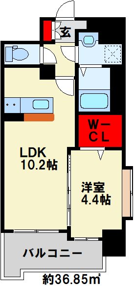 ニューサンリバー15番館 カウンターキッチンとウォークインクローゼットのお部屋です。