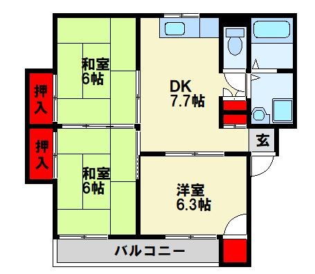 上の原ハイツ 間取り