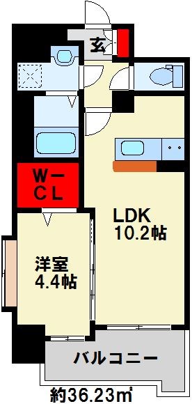 ニューサンリバー15番館 カウンターキッチンとウォークインクローゼットのお部屋です。