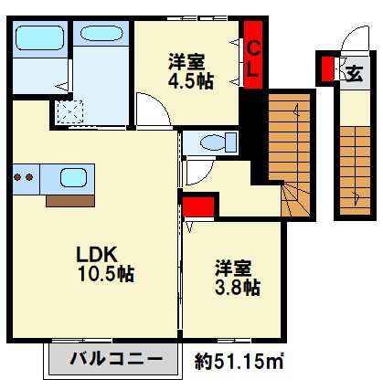 ソレイユハイム上吉田　C棟 間取り