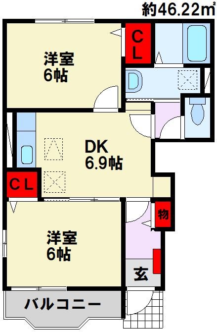ジュネス馬場 A 間取り