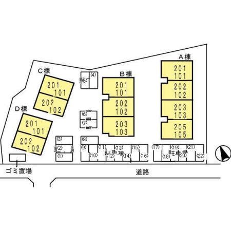 グランディール行橋　C棟 駐車場配置図