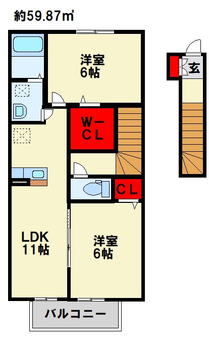 ヴァレーレ　若園 2LDKで新婚さんなどにお勧めですす。
