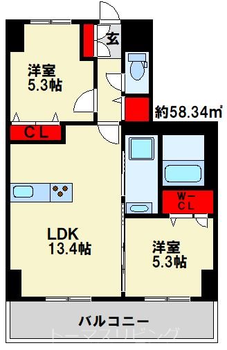 M the be KOKURA Entrada 間取り