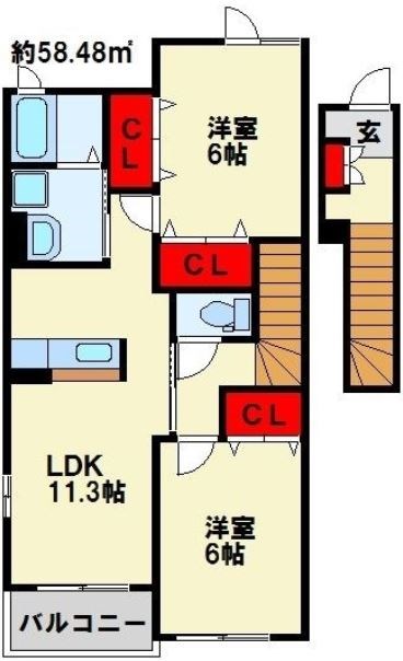 Heart Life野間 C棟 間取り