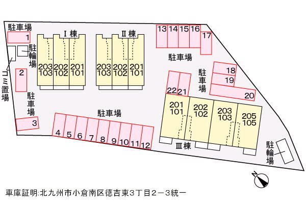 フィーノヴィラⅢ 駐車場配置図