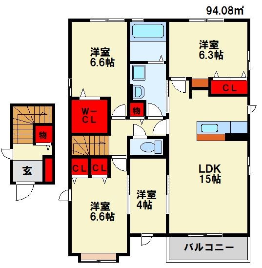 オリーブ学研台B棟 間取り