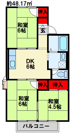 グランディール行橋　A棟 間取り