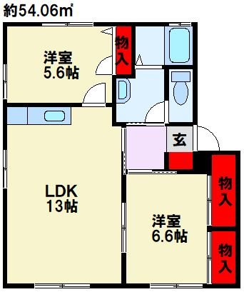 オークヴィレッジ海老津　B棟 間取り