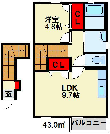 アレッジオ K テレビを観る部屋と寝室が独立する間取りです。