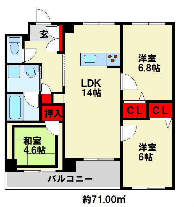 ニューガイアソラーレ 下石田 各部屋の広さが充分に確保されています。