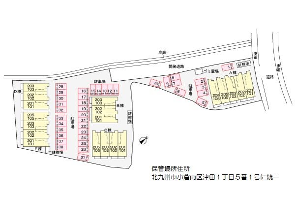 シエロ.ガーデン.ツダ　E棟 駐車場配置図