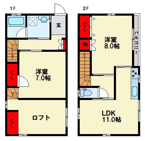 枝光貸家Ⅱ 間取り