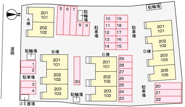 ヴィラージュ波風　B棟 駐車場配置図