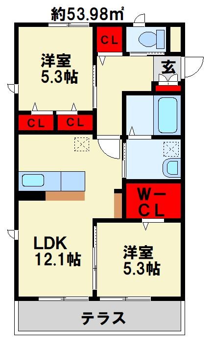 アンベリール苅田　B棟  間取り