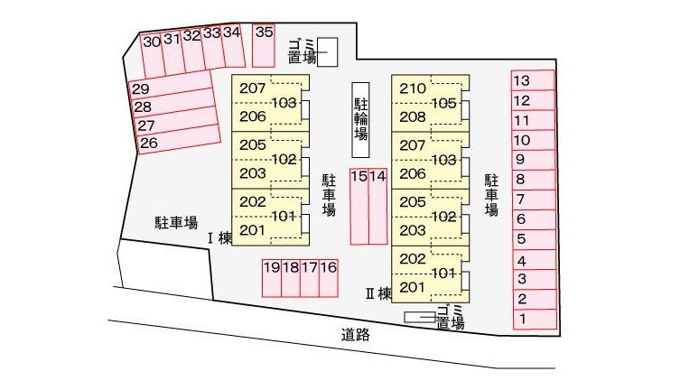 アヴァンツァートヴィレッジⅠ 駐車場配置図