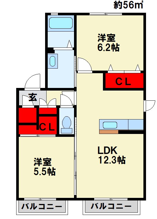 カサロサ ※間取りは反転画像です。