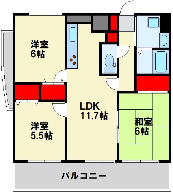 FARO戸畑駅前マンション  広々3LDK
