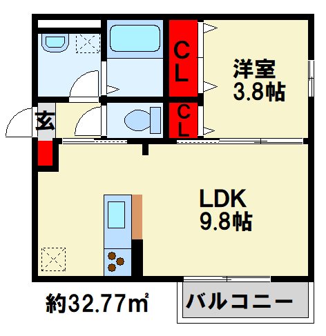 パディコート下城野 ※間取りは反転です