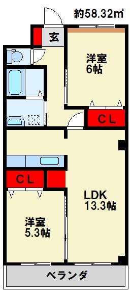 グローリアス行橋Ⅳ  ※間取りは反転画像です