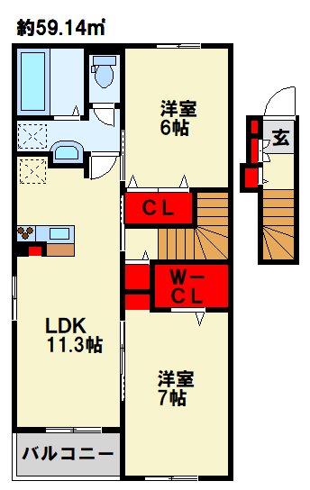サニーブリーズ行事　B棟  間取り