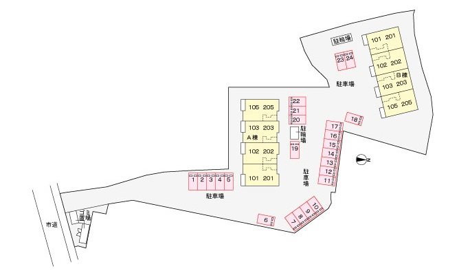 ピース　A棟 駐車場配置図