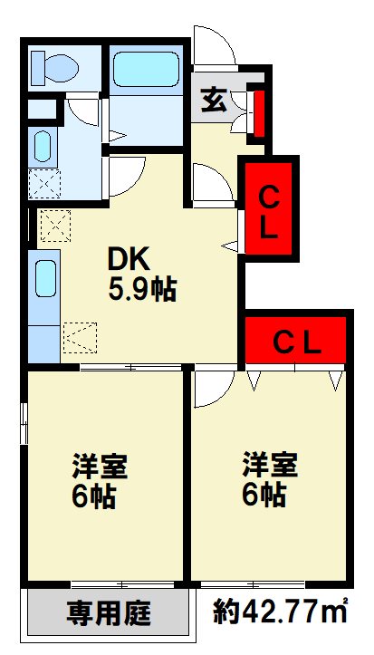 サンガーデン南行橋　Ｂ棟 ※反転画像です。