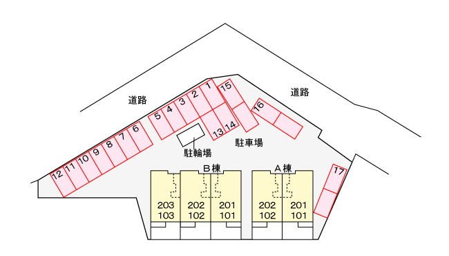 サンガーデン南行橋　Ｂ棟 駐車場配置図