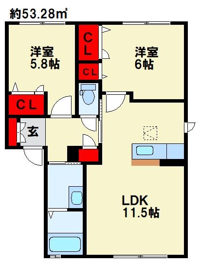 ヴィラシャーメゾン行橋　クアルト 間取り
