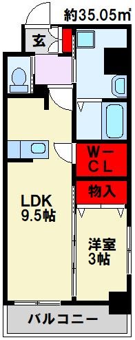 City Court 折尾 人気のカウンターキッチンとウォークインクローゼットです。
