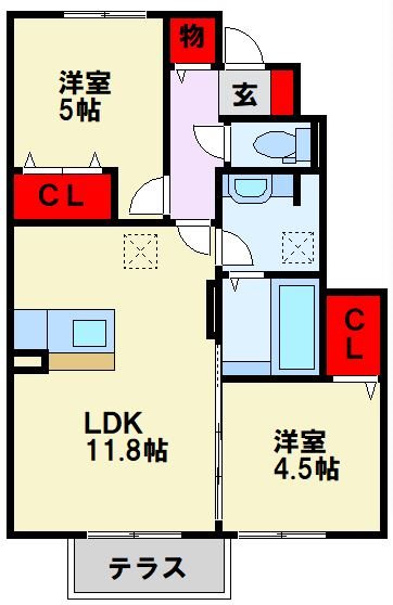 カルドーK＆K B棟 間取り