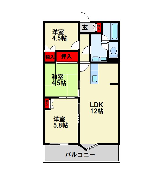 福岡県北九州市若松区白山２丁目 間取り