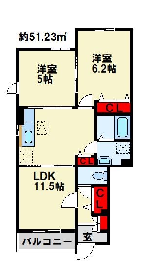 ファイン若松 B棟 中部屋の為、側面窓はありません。