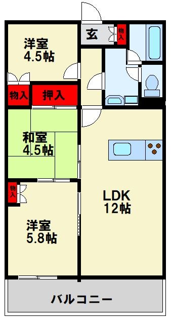 福岡県北九州市若松区白山２丁目 間取り