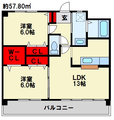 クレール長尾Ⅱ ※間取りは反転になります。