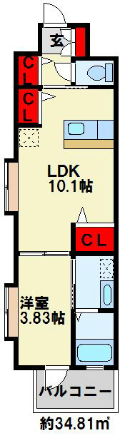 ギャラン柳町 角部屋の1LDK。窓が多くて明るいお部屋です。