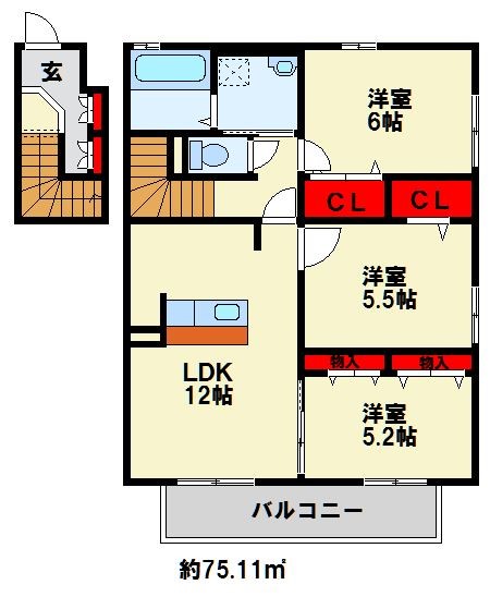 ウィットコート尾倉　A棟 間取り