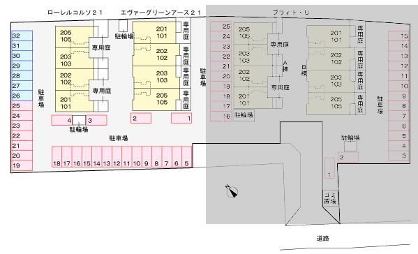 ローレル　コルソ21 駐車場配置図