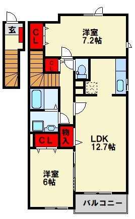 スウィートライフ野間 B棟 間取り