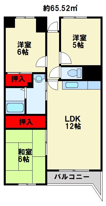 ベルデェ守恒 リビングの広い3LDKのお部屋です。