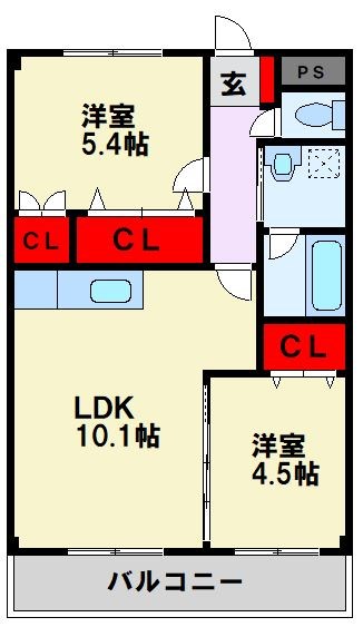 ヴィリアパス 南向きで日当たり良好です。