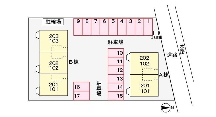 クレストール中曽根東　Ａ棟 駐車場配置図