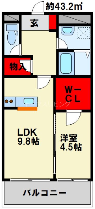 アヴィニールグランデ金田  容量の大きい収納が２つ付いた間取りです。