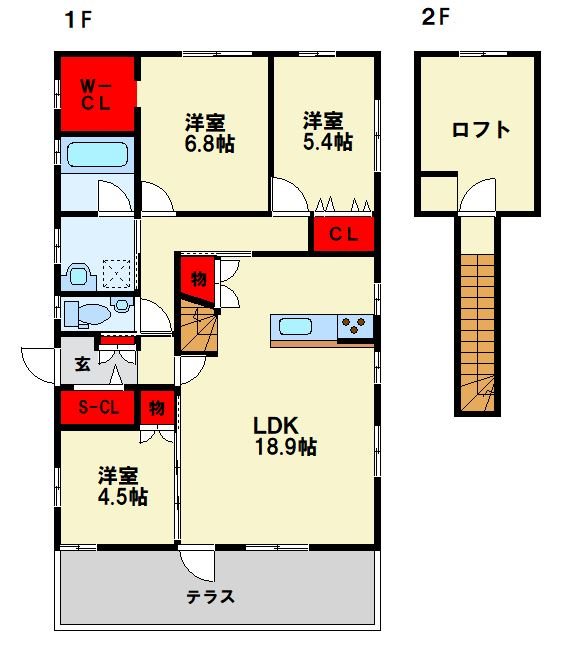 岡田町戸建て A棟 間取り