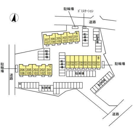 プランドール　A棟 駐車場配置図