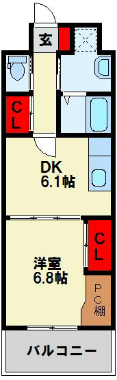 S-FORT小倉 間取り反転のタイプです
